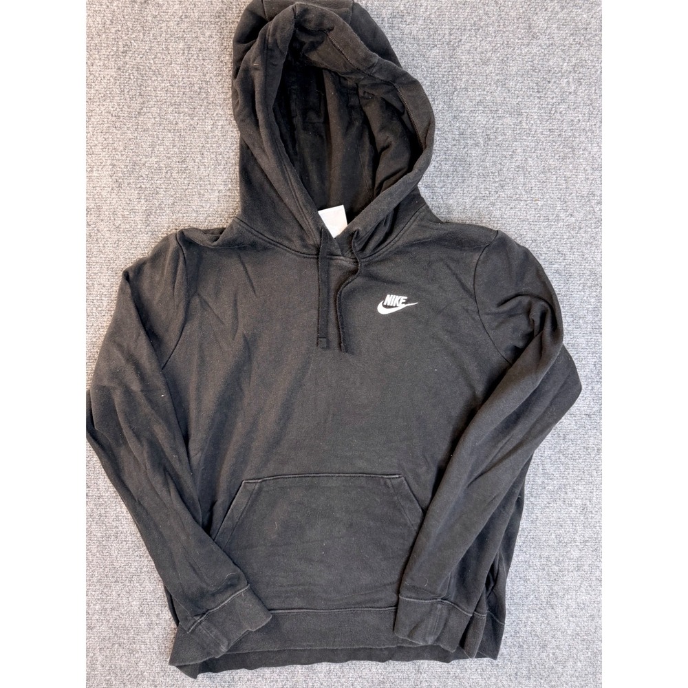 Nike Mens Size M Black Fleece Pullover Hoodie Embroidered Logo Sweatshirt